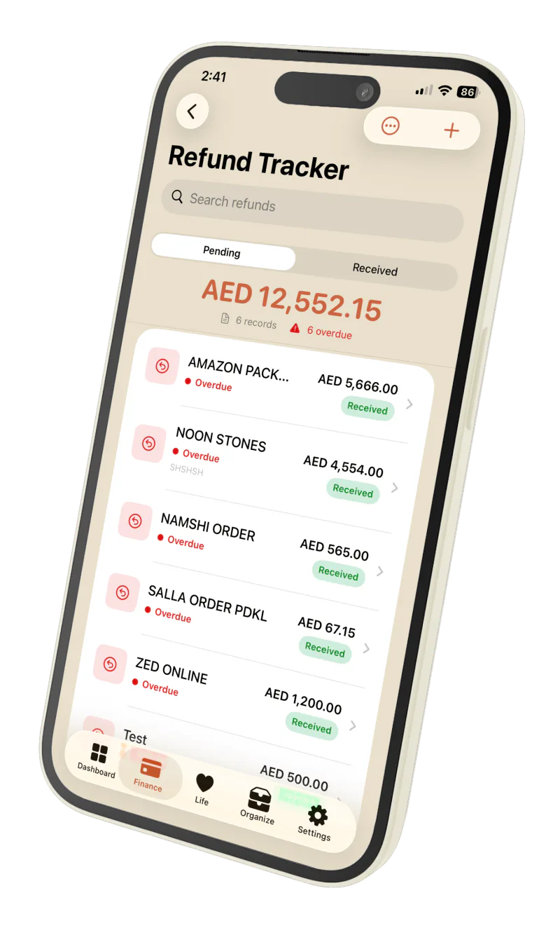 Privora Refund Tracker, screen 1