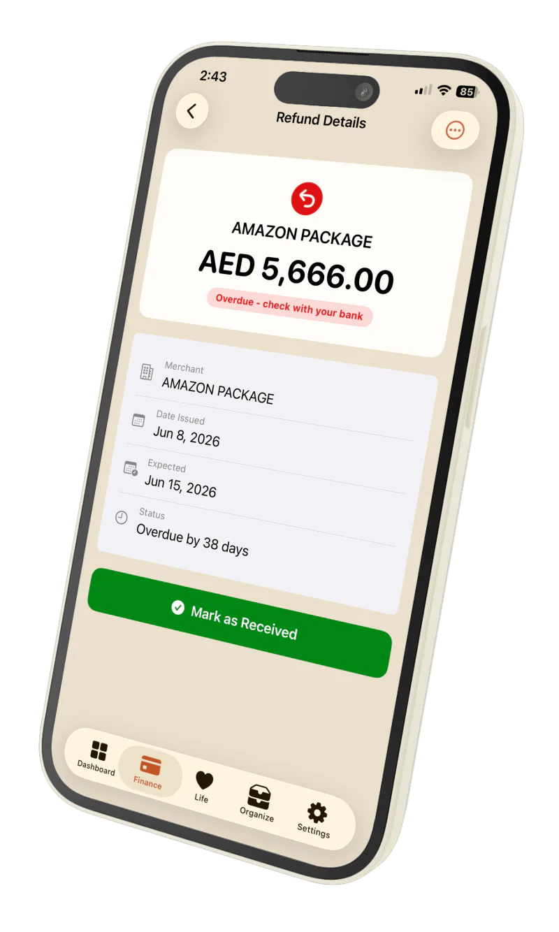 Privora Refund Tracker, screen 2