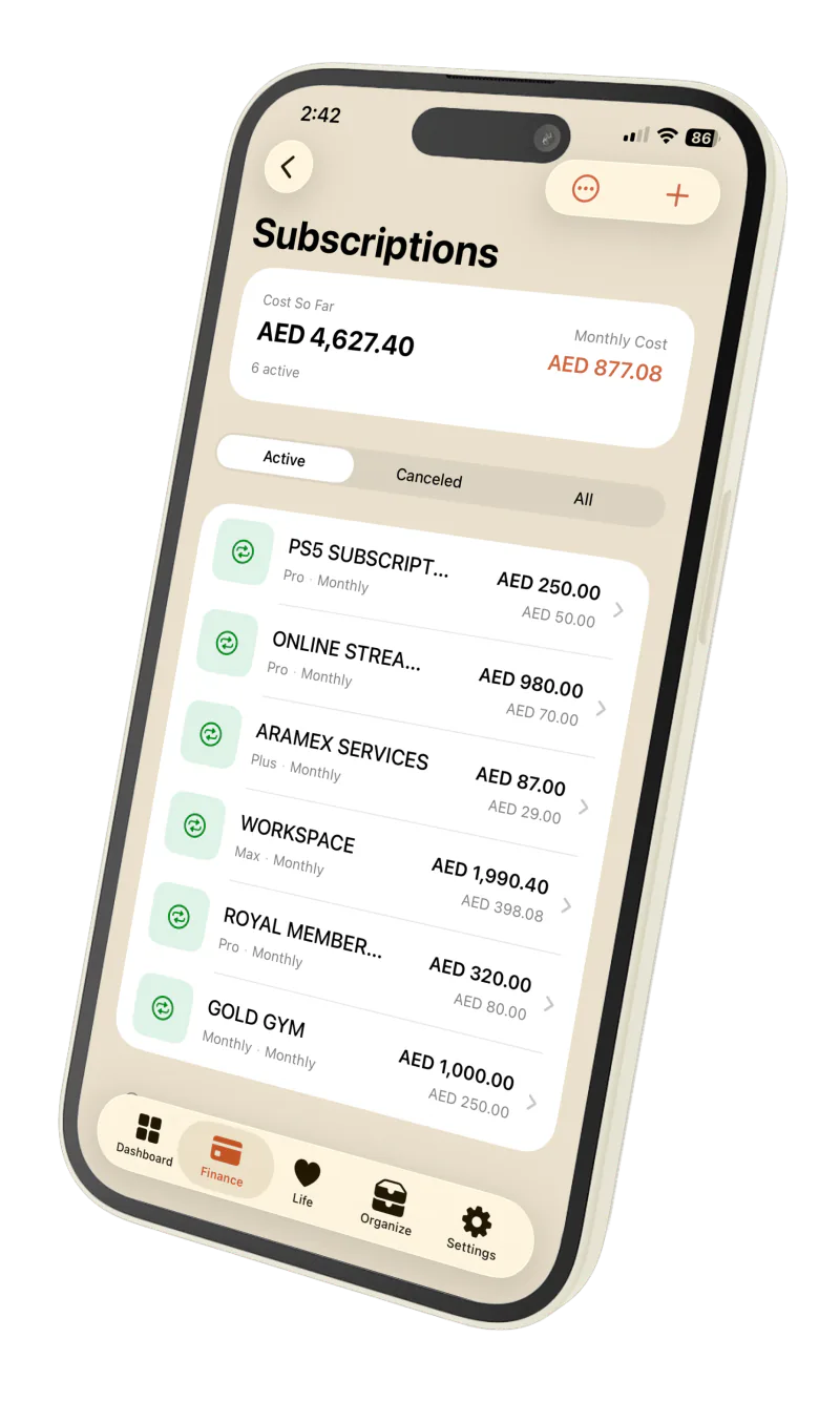 Privora Subscriptions, screen 1
