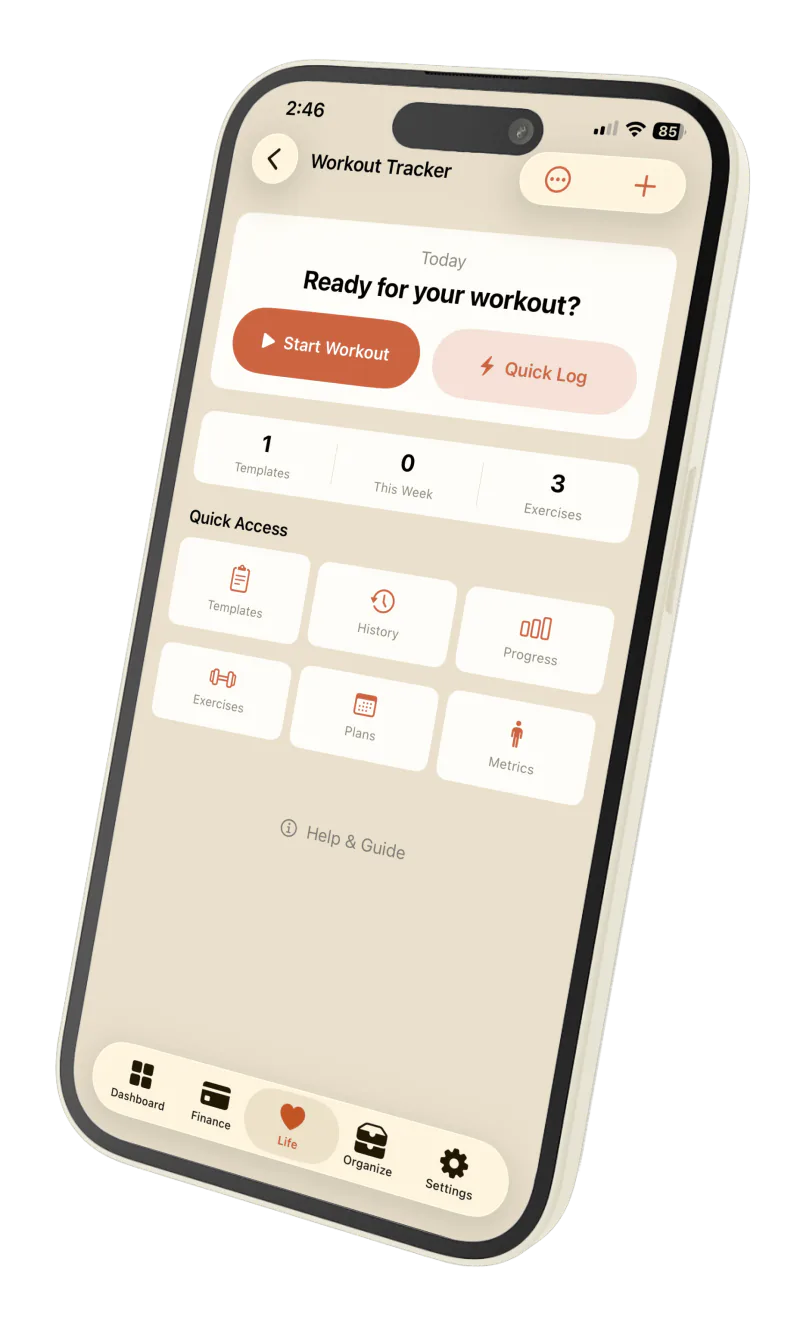 Privora Workout Tracker screen