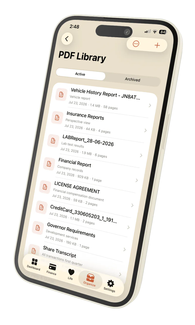 Privora PDF Library, screen 1