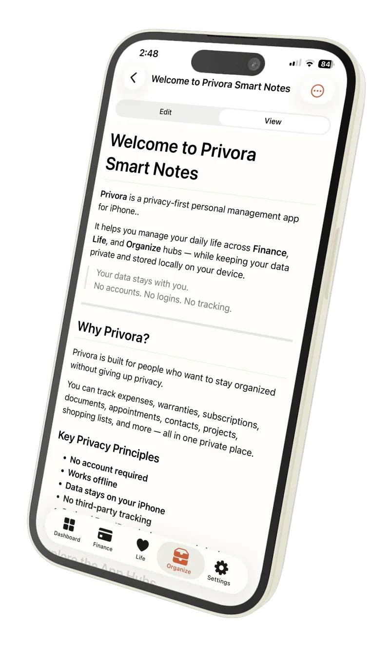 Privora Smart Notes, screen 4