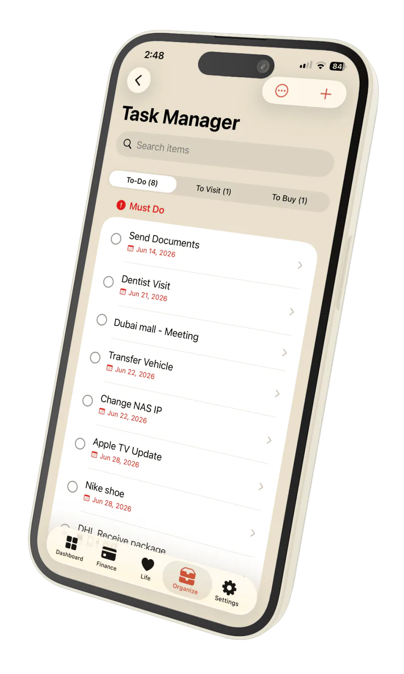 Privora Task Manager screen