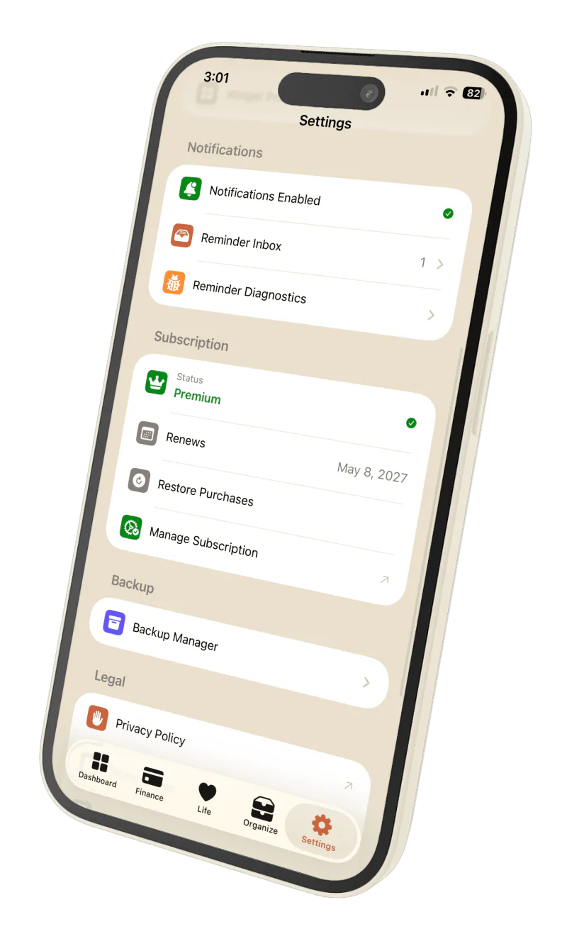 Privora Settings & Personalization, screen 2