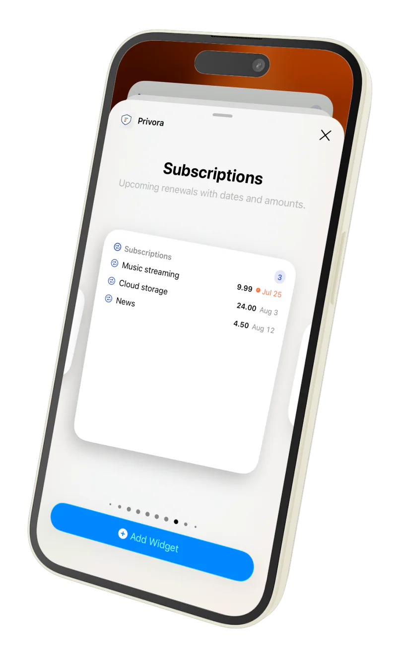 Privora Subscriptions Home Screen widget