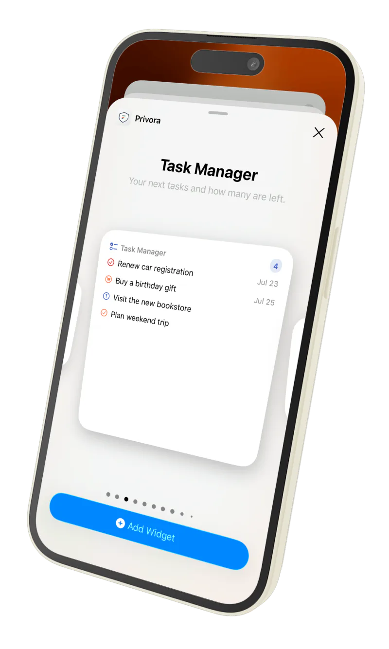 Privora Task Manager Home Screen widget
